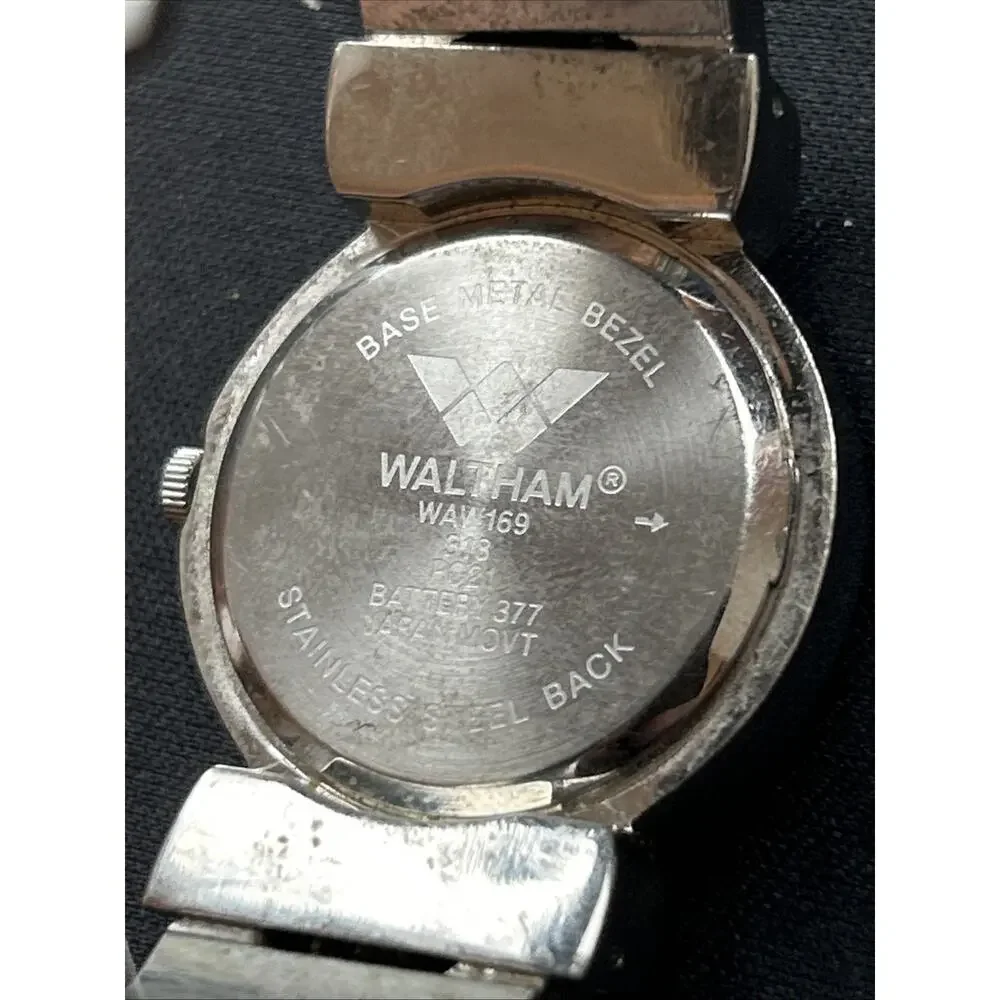 Waltham Zebra Print Dial Silver Tone Women’s Cuff Quartz Watch